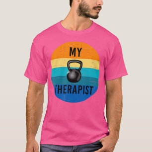Mijn therapeut Kettlebell Funny Gym Workout Gewich T-shirt
