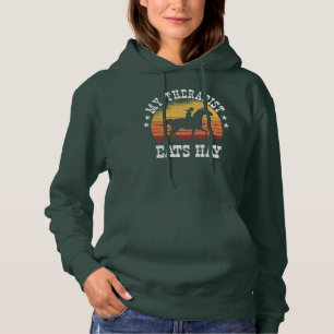 Mijn Therapist eet hay Cowgirl Rodeo Barrel Racing Hoodie