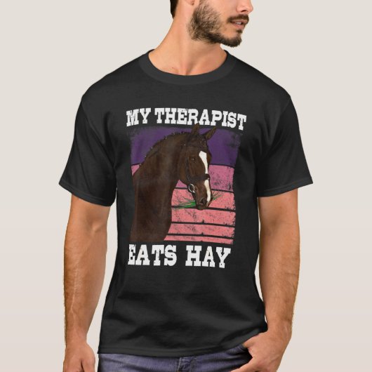 Mijn Therapist eet Hay Horseback Rood T-shirt (Voorkant)