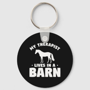 Mijn therapist leeft in een rubberen horsback-weer sleutelhanger