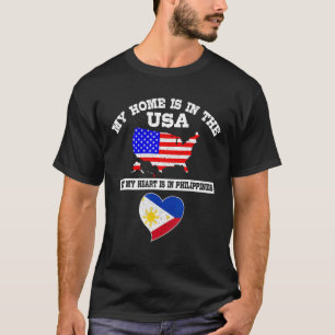 Mijn thuis in de VS is mijn hart in de Filippijnen T-shirt