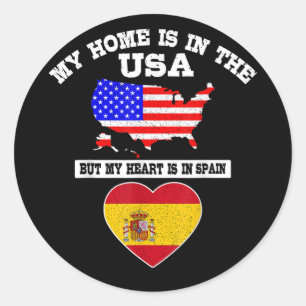 Mijn thuis is in de VS mijn hart is in Spanje Ronde Sticker