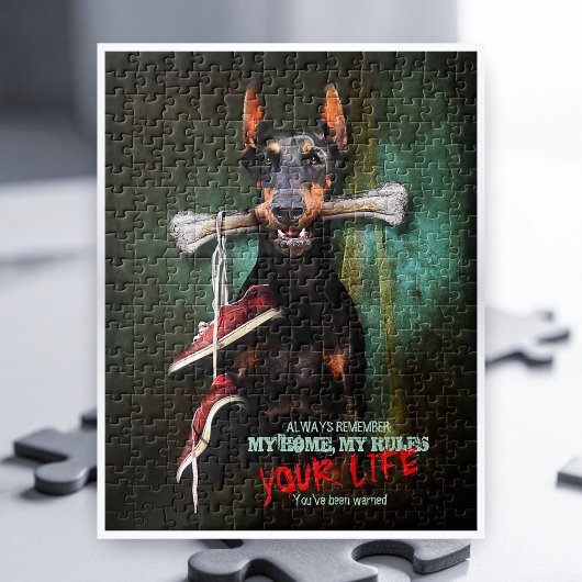 Mijn thuis, je leven: Doberman Dog w. Bone - Funny Legpuzzel