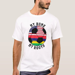 Mijn Thuis Mijn Wortels Mauritius Vlag Voetbal T-shirt