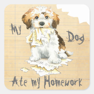 Mijn thuiswerk in Havanese Ate Vierkante Sticker