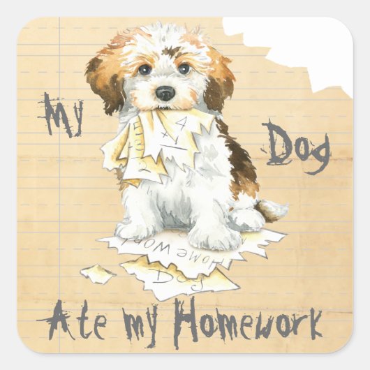 Mijn thuiswerk in Havanese Ate Vierkante Sticker (Voorkant)