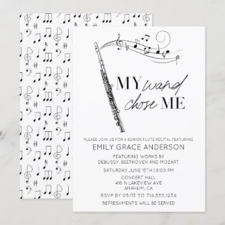 Mijn toverstok koos mij citaat muzieknoten fluitre kaart