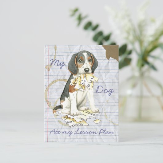 Mijn Treeing Walker Coonhound Ate Mijn Lesson Plan Briefkaart (Staand voorkant)