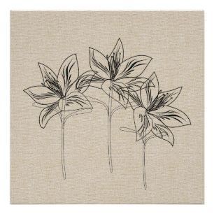 Mijn tuin Lily Tekening Canvas Collage Perfect Poster