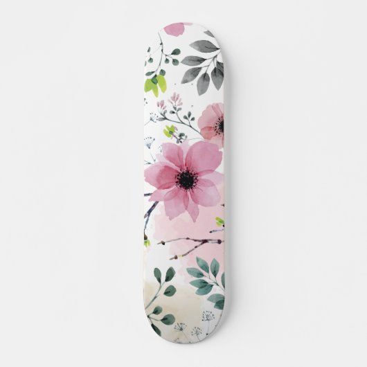 Mijn tuinbloemen (waterverf techniek) skateboard (Voorkant)