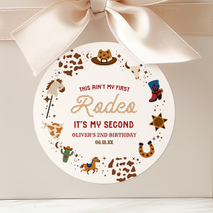 Mijn Tweede Rodeo Western Cowboy 2de Verjaardagsfe Ronde Sticker