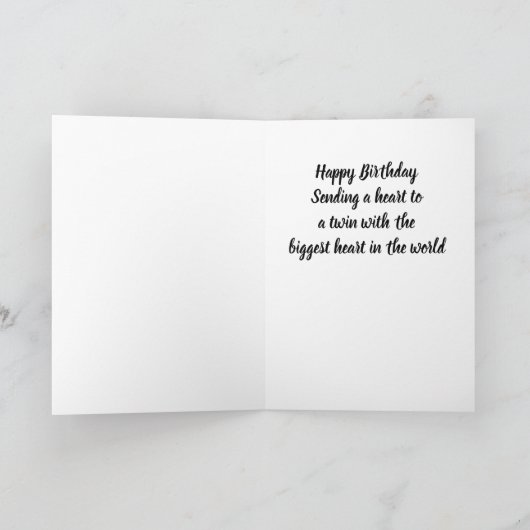 MIJN TWEELINGBROER HEEFT HET GROOTSTE HART TER WER FEESTDAGEN KAART (Binnen)