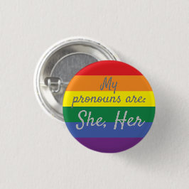 Mijn uitspraken zijn: Zij - Regenboogvlag Ronde Button 3,2 Cm