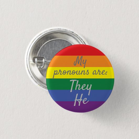 Mijn uitspraken zijn: Zij zijn hij - Regenboogvlag Ronde Button 3,2 Cm (Voorkant /achterkant)