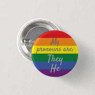Mijn uitspraken zijn: Zij zijn hij - Regenboogvlag Ronde Button 3,2 Cm