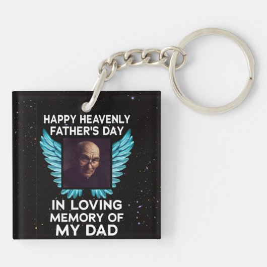 Mijn vader Happy Heavenly Fathers Day, Custom Afbe Sleutelhanger (Achterkant)