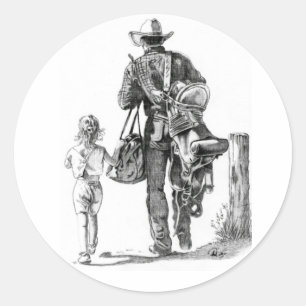 Mijn vader is een Cowboy Ronde Sticker