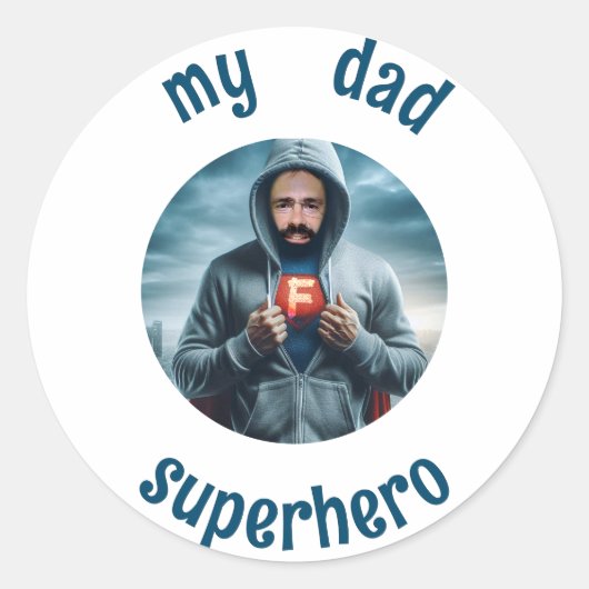 Mijn vader is superheld ronde sticker (Voorkant)