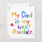 Mijn vader Mijn beste boeddy T-shirts en cadeautje Briefkaart (Voorkant / Achterkant)