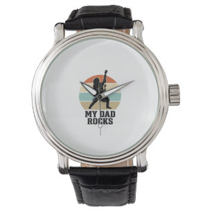 Mijn vader rocks vintage gitaar zonsondergang shir horloge