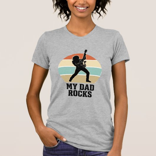 Mijn vader rocks vintage gitaar zonsondergang shir t-shirt (Voorkant)