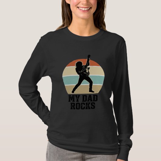 Mijn vader rocks vintage gitaar zonsondergang shir t-shirt (Voorkant)