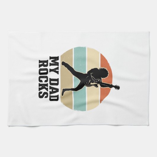 Mijn vader rocks vintage gitaar zonsondergang shir theedoek (Horizontaal)