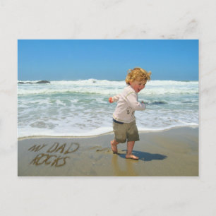 Mijn vader rockt! Zand schrijven Fun op het strand Briefkaart