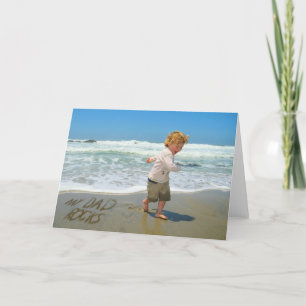 Mijn vader rockt! Zand schrijven Fun op het strand Kaart