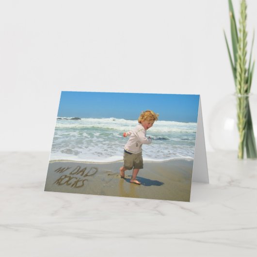Mijn vader rockt! Zand schrijven Fun op het strand Kaart (Voorkant)