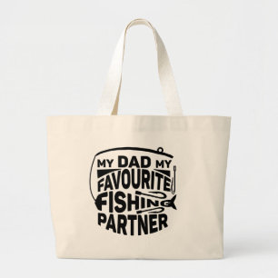 MIJN VADER VIST PARTNER. GROTE TOTE BAG