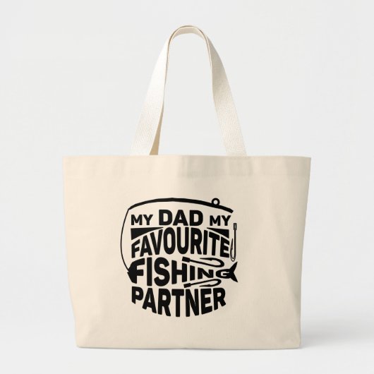MIJN VADER VIST PARTNER. GROTE TOTE BAG (Voorkant)