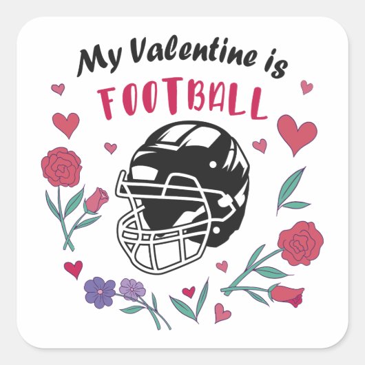 Mijn Valentijn is Football Visitekaartje Vierkante Sticker (Voorkant)