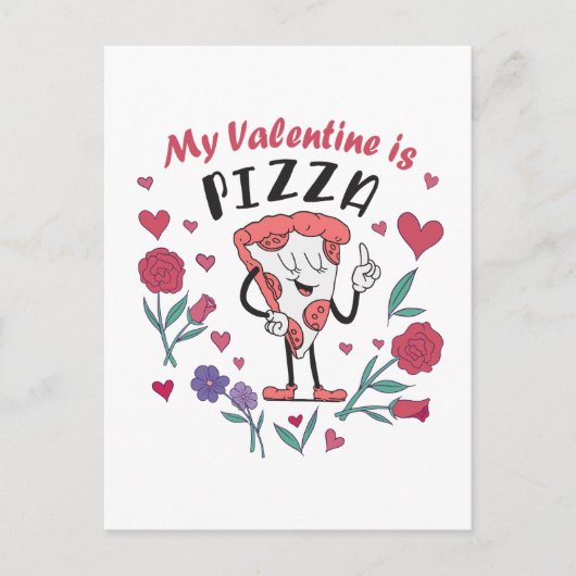 Mijn Valentijn is Pizza Invitation Briefkaart (Voorkant)
