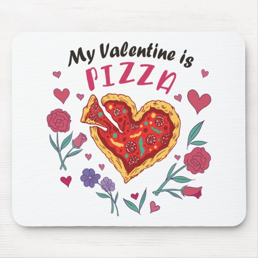 Mijn Valentijn is Pizza Invitation Magnet Muismat (Voorkant)