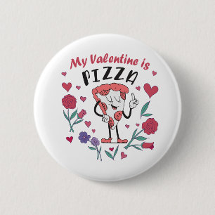 Mijn Valentijn is Pizza Invitation Ronde Button 5,7 Cm