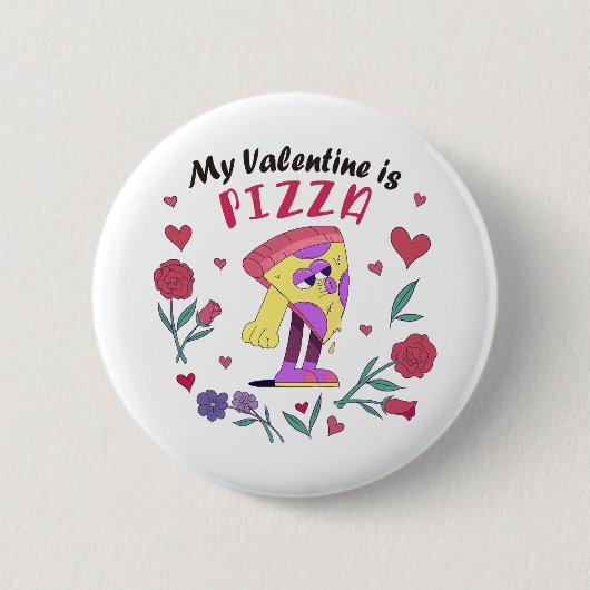 Mijn Valentijn is Pizza Invitation Ronde Button 5,7 Cm (Voorkant)