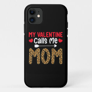 Mijn Valentijn noemt me mam Leopard Buffalo Plaid iPhone 11 Hoesje