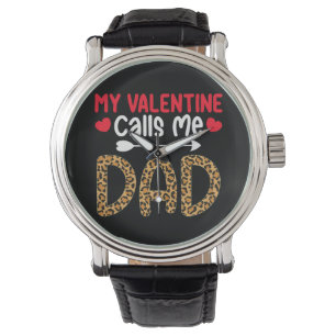 Mijn Valentijn noemt me papa Leopard Buffalo Plaid Horloge