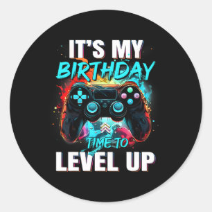 Mijn Verjaardag Jongen Tijd Naar Level Up Video Ga Ronde Sticker