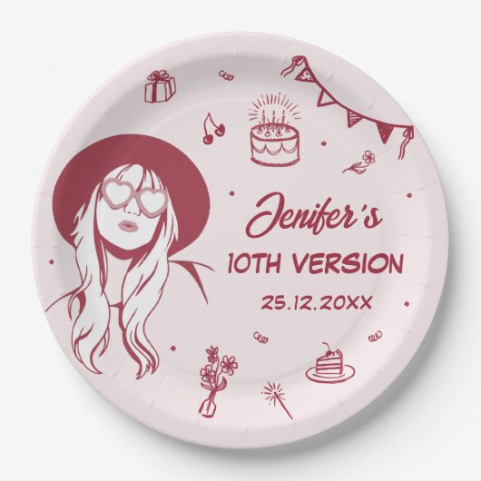 Mijn verjaardag Retro verjaardag Papieren Bordje (Voorkant)