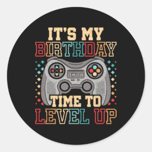 Mijn Verjaardag Tijd Naar Level Up Video Game Verj Ronde Sticker