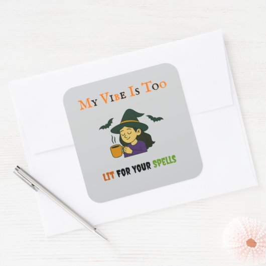 Mijn vibe is te verlicht - Halloween Sticker (Envelop)