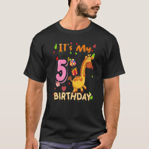 Mijn vijfde verjaardag Giraffe 5 jaar oud voor mei T-shirt
