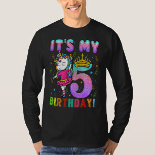 Mijn vijfde verjaardag Unicorn 5 jaar oude meisjes T-shirt