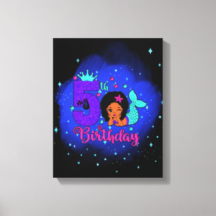 Mijn vijfde verjaardag Zeemeermaid Canvas Afdruk