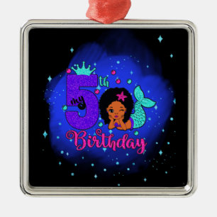 Mijn vijfde verjaardag Zeemeermaid Metalen Ornament