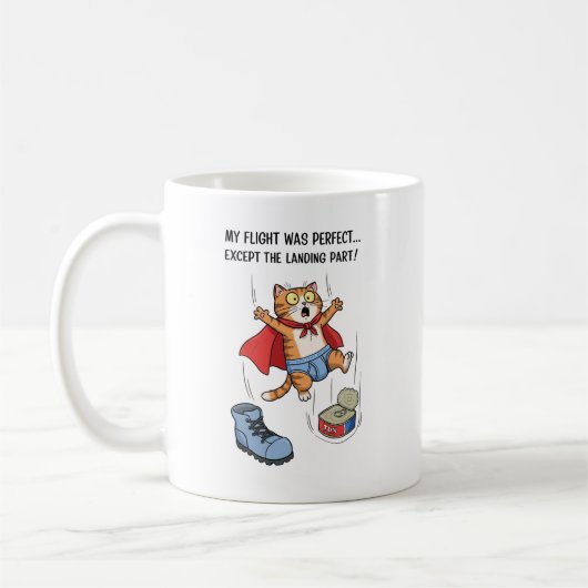 Mijn vlucht was perfect... behalve het landingsged koffiemok (Links)