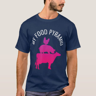 Mijn voedselpiramide Funny Carnivore Koe Pig Chick T-shirt