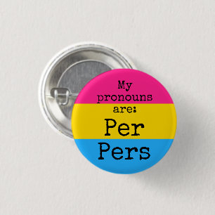 Mijn voornaamwoorden zijn: Per Pers - panseksuele Ronde Button 3,2 Cm